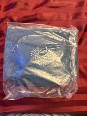 True Religion Blue Clutch with Rhinestone Logo